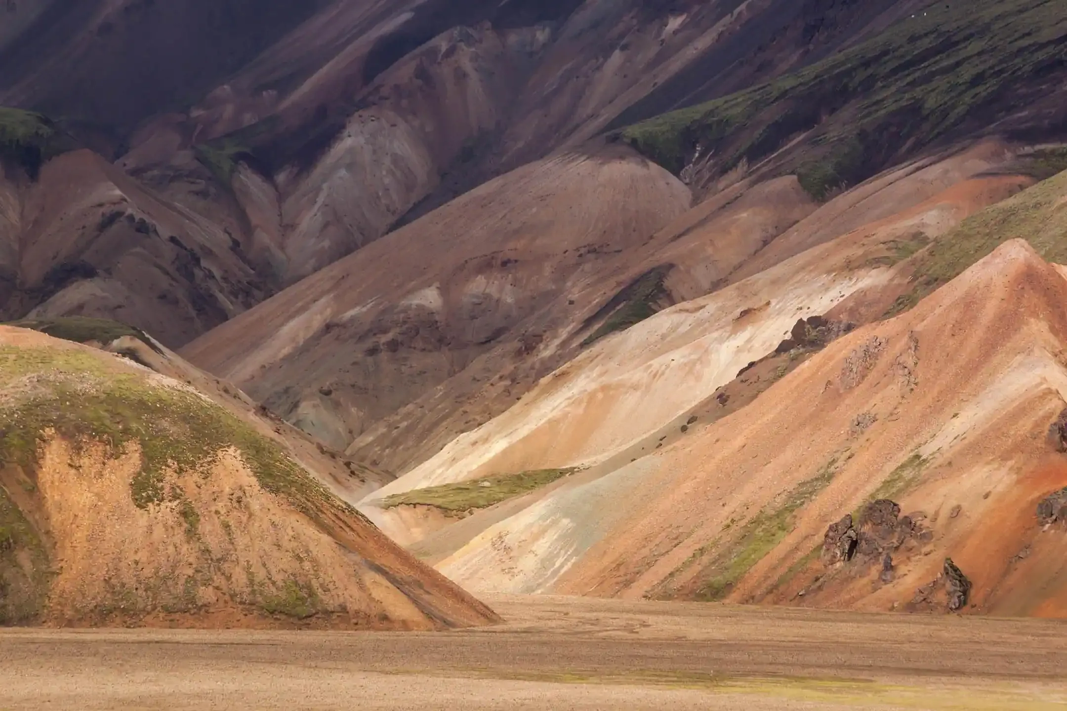 Rugged highland landscape on a hiking route in Iceland