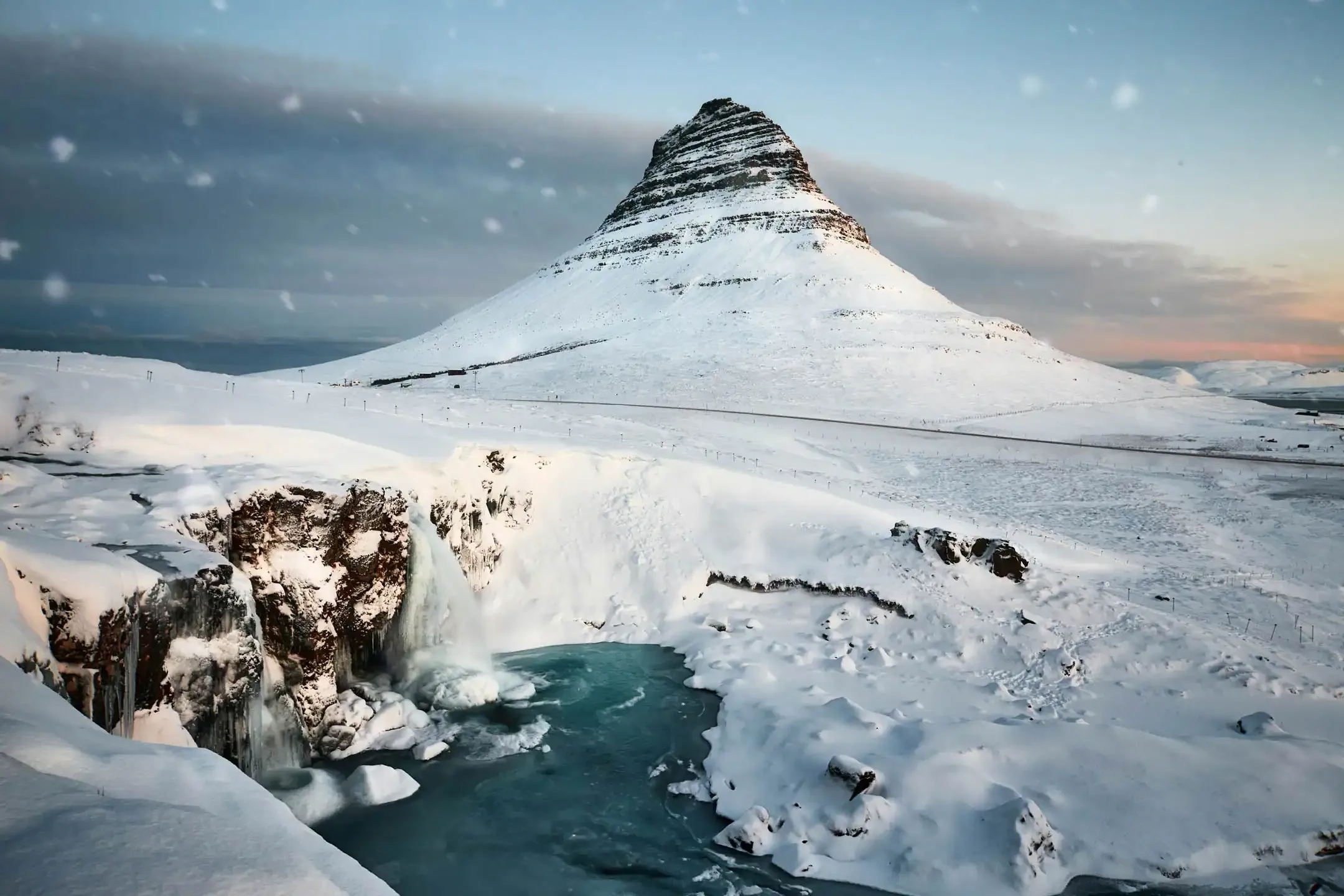 Kirkjufell and Kirkjufellsfoss waterfall, one of the Game of Thrones filming locations in Iceland known as Arrowhead Mountain